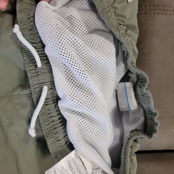 Columbia PFG Mens Shorts Medium Green 6L Elastic Waist Pockets Drawstring - Picture 5 of 7